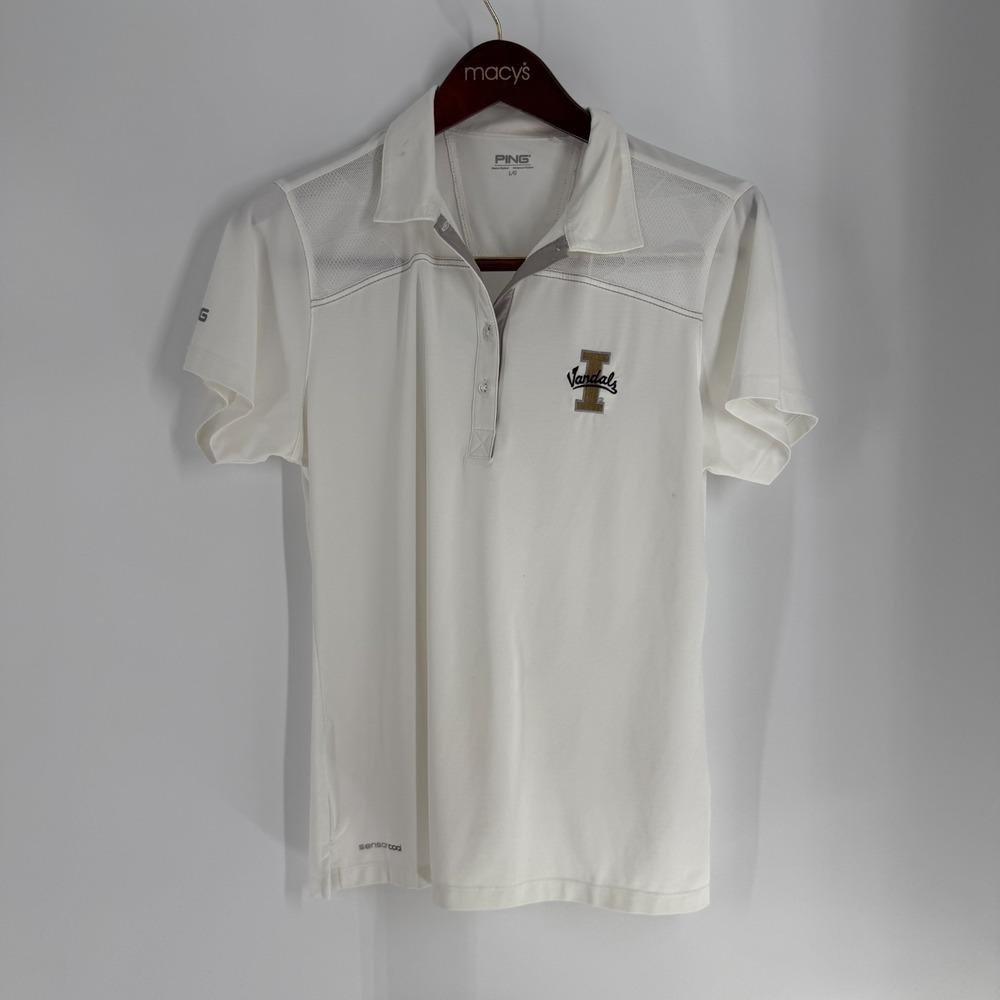 Ping NCAA Idaho Vandals Football Sensorcool Classic Polo Shirt White‎ Size L